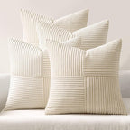 MIULEE Beige Throw Pillow Covers 16x16 Inch Set of 4 Boho Patchwork Cushion by MIULEE