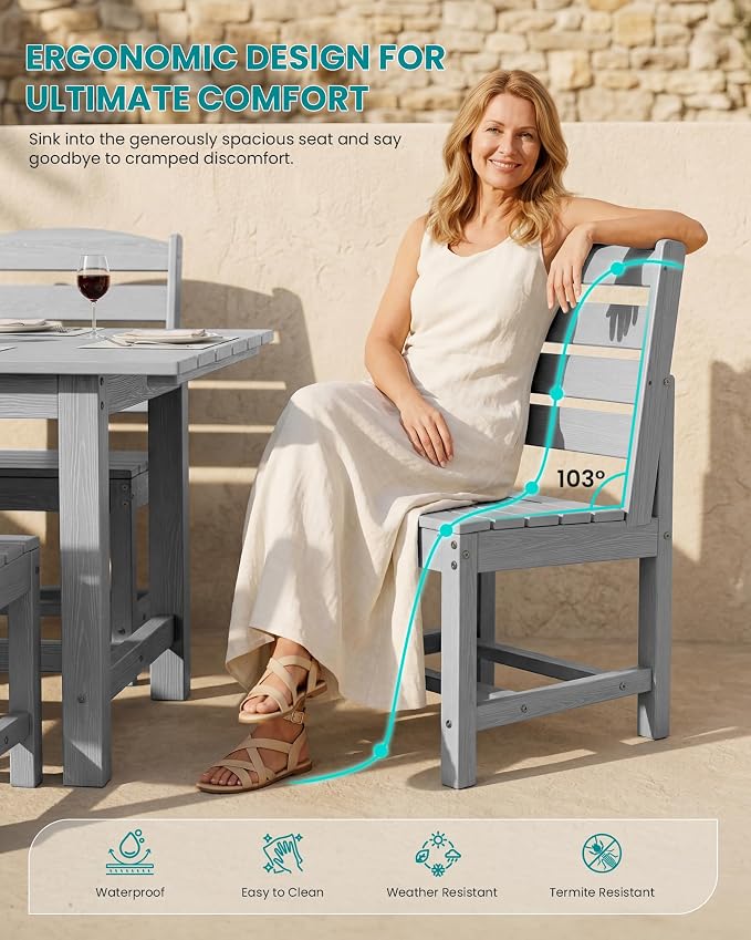 SERWALL Patio Dining Sets for 10 Person, HDPE Dining Set - Image 3