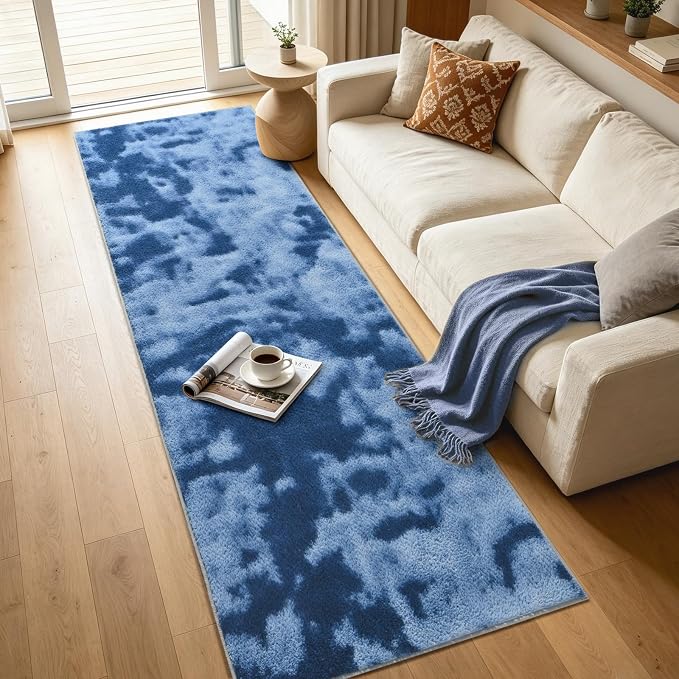2x8 Tie-dye Dark Teal Runner Rug Washable Non-Slip - Image 7