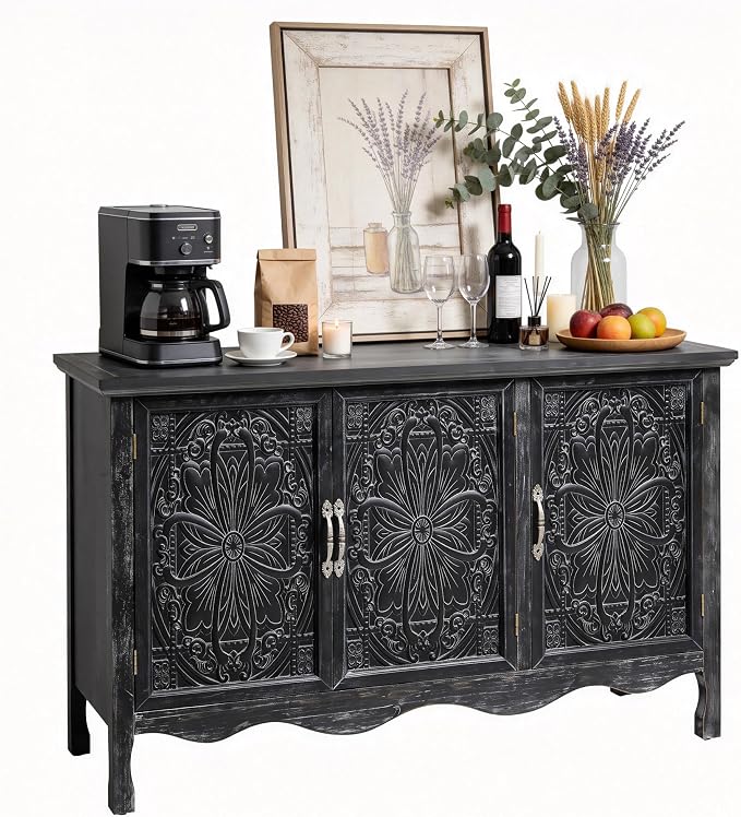 RoyalCraft Buffet Cabinet with Storage, Vintage Solid Wood Sideboard with 3 - Image 9