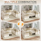 Hanherry Sectional Couch with Pull Out Sofa Bed, Chenille Sleeper Sofa with 2 - Image 7