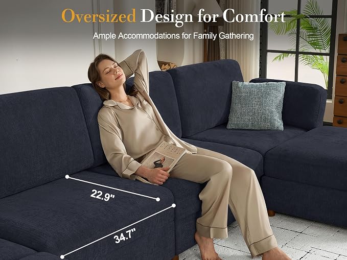 Oversized 2 Seater Modular Sectional Sofa, Solid Wood Frame Sofa, Removable - Image 6