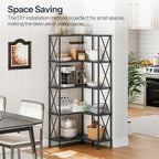 HOOBRO Corner Bookshelf, 5-Tier L-Shaped Bookcase, Industrial Open Display - Image 4