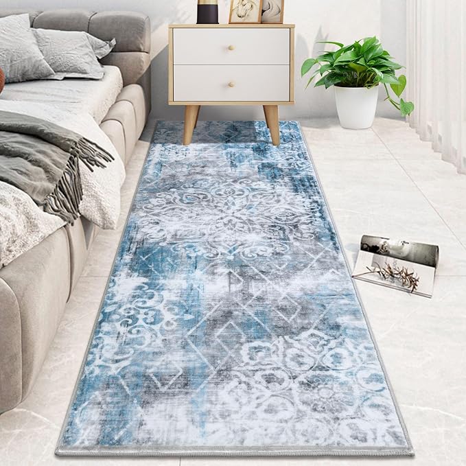 HEBE Hallway Runner Rug 2'x6', Washable Non Slip Kitchen Rug Runner | Soft Boho - Image 7