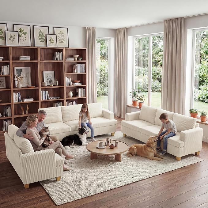 Apicizon 3 Piece Sofa Set 89'' 3-Seat Couch Sofa - Image 8