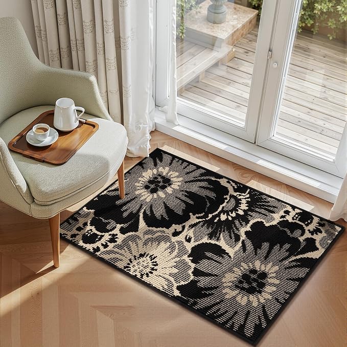 Findosom Washable Kitchen Rug Set of 3, Non Slip High-Low Textured Floral - Image 6