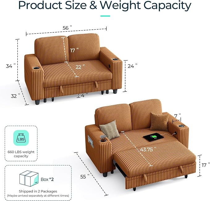 LINSY HOME Sectional Sleeper Sofa Pull Out Couches - Image 2