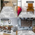 HEBE Area Rug for Living Room 4'x6', Washable Non Slip Boho Bedroom Rug | Large - Image 6