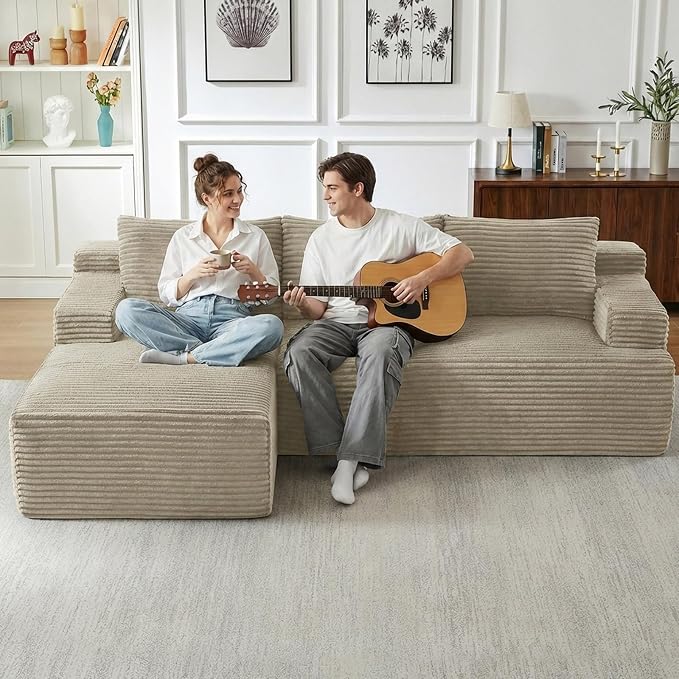 96" Cloud Sectional Couch with L-Shape Chaise, Modular Comfy Sofa Chaise Longue - Image 6