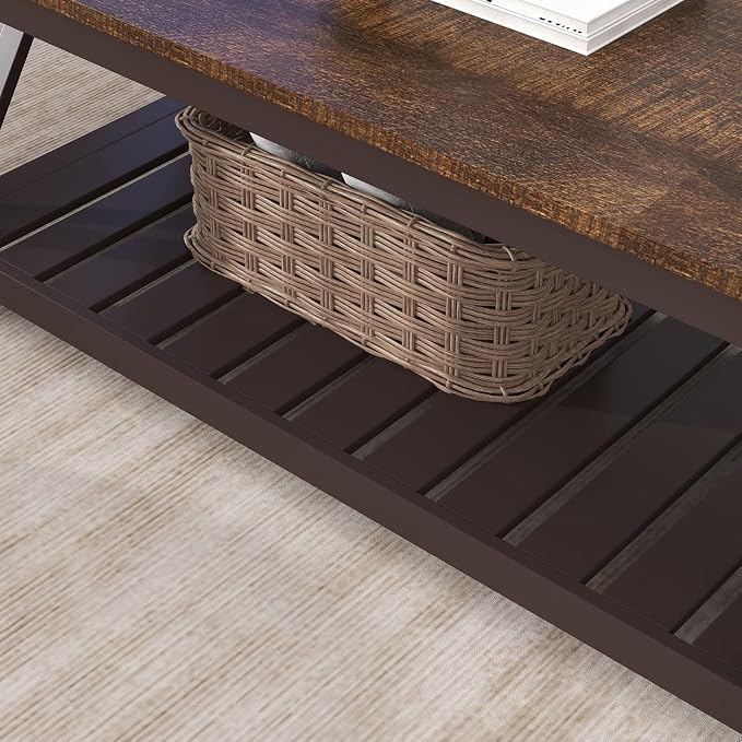ChooChoo Farmhouse Coffee Table, Rustic Vintage Living Room Table - Image 4