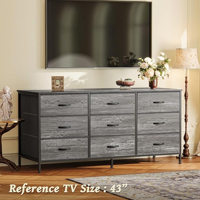 Huuger 9 Drawer Dresser for Bedroom, 47 Inch Dresser TV Stand for 50, 55 Inch TV - Image 2