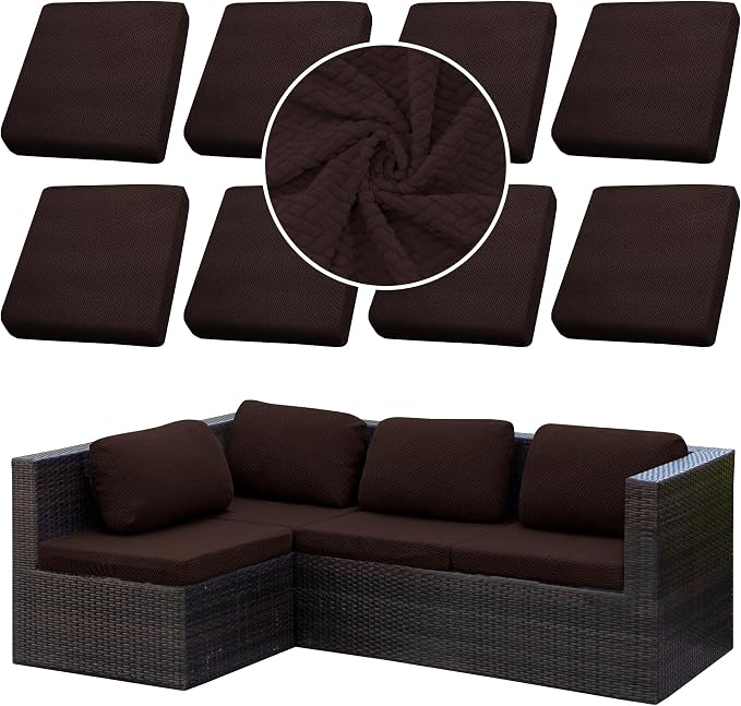 8PCS Patio Cushion Covers.Patio Furniture Couch SeatSlipcovers | Washable by SUKAIKEQA
