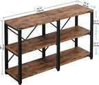 IRONCK Bookshelf Double Wide 47 in 3-Tier, Industrial Bookcases, Wood and Metal - Image 2
