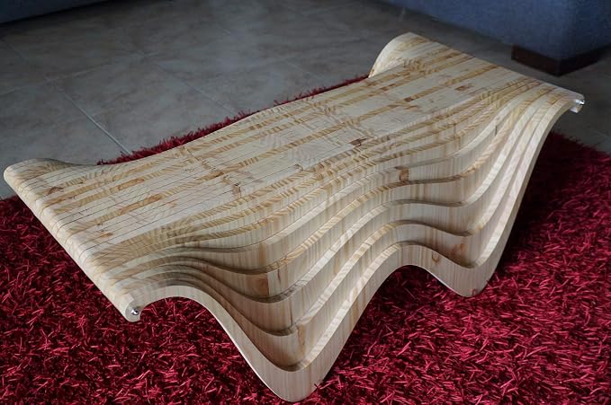 Pine Wood Living Room Coffee Table Organic Design Decor Furniture - Image 3