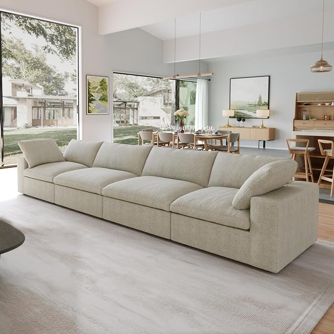 JACH 160" Cloud Sectional Couch, Modern Modular Convertible Sofa, Couch Cushion - Image 7