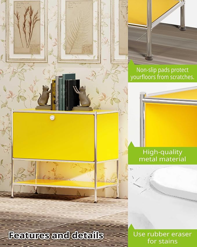 Metal Sidetable with Flap Door, 27.5" Height - Image 5