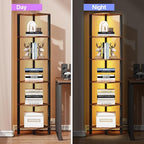 TUTOTAK Corner Shelf with LED Light, 6-Tier Corner Bookshelf - Image 5