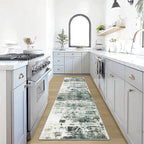 2'6''x8' Runner Rugs Washable Rug:Modern Abstract Hallway Teal Green Carpet | by GENTDRIZZ