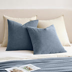 MIULEE Dark Grey Blue Chenille Couch Throw Pillow Covers, 18x18 | Set of 2 - Image 4