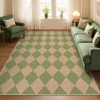 Lahome Checkered Easy Jute 5x7 Area Rug, Outdoor Patio Rugs Washable Green | - Image 4