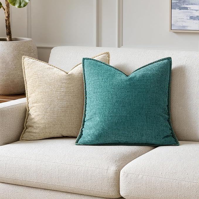 MIULEE Decorative Couch Throw Pillow Covers 22x22 Inch Teal 2 Pack | Farmhouse - Image 4