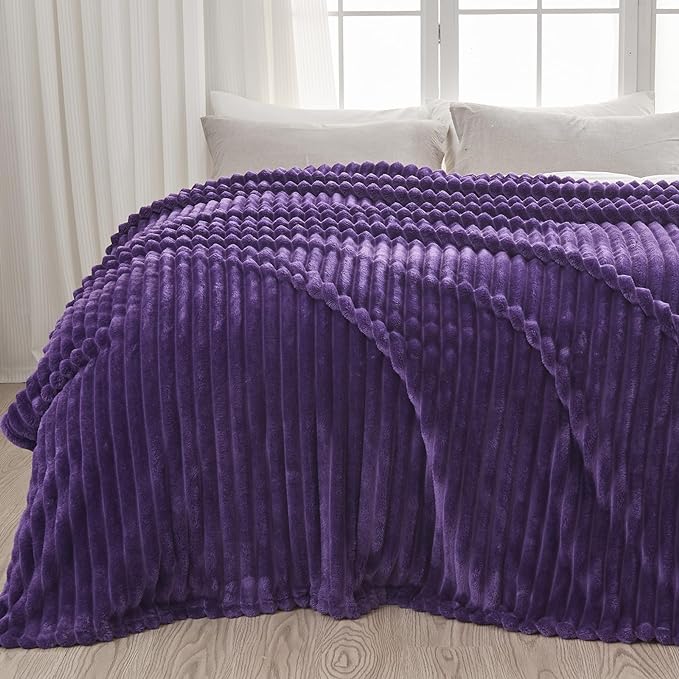 NEWCOSPLAY Fleece Ribbed Cozy Queen Blanket by NEWCOSPLAY