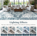 Rugflix 9x12 Area Rugs for Living Room, Washable Light Blue Large Rug | Machine - Image 6