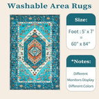 SERISSA 5x7 Washable Non Slip Boho Area Rug - Image 6