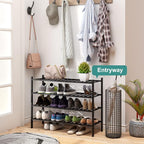 viewcare Black 4-Tier Long Shoe Rack, Bamboo Wood - Image 2