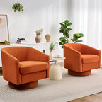 Swivel Barrel Accent Chairs Set of 2, Round Chenille Fabric Living Room Arm - Image 8