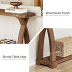 Solid Wood Console Table for Entryway, 63-Inch Narrow Farmhouse Couch Table - Image 7