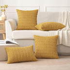 MIULEE Corduroy Decorative Throw Pillow Covers 20x20 Yellow Pack of 2 | Soft - Image 5