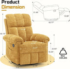 Korser Recliner Chair, Swivel Rocker Recliner Chair - Image 2