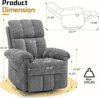 Korser Recliner Chair, Swivel Rocker Recliner Chair - Image 2