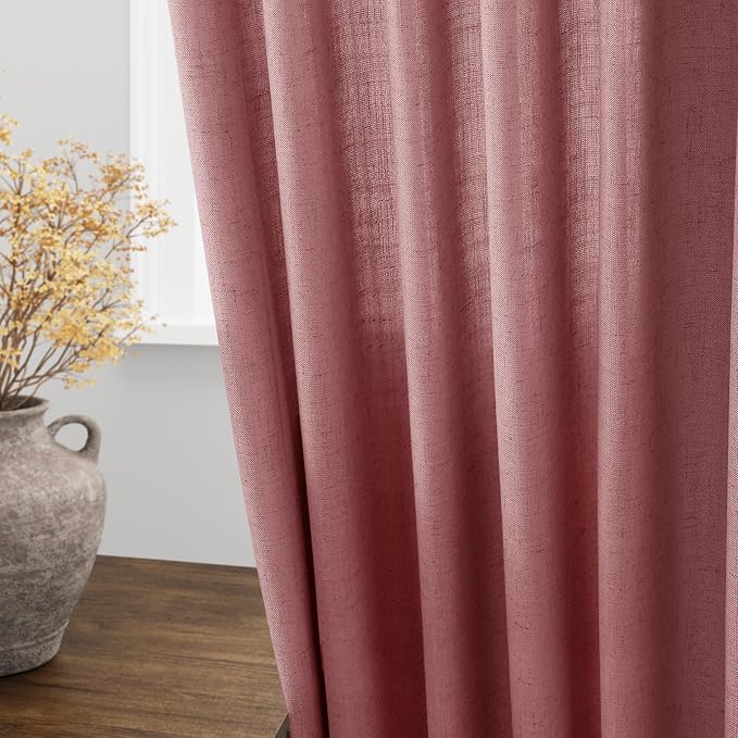 Canyon Rose Linen Curtains 84 Inch Length 2 Panels Set - Image 4