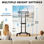 Rolling TV Stand with Shelf for 32-85 inch TVs up to 150lbs, Portable Mobile TV - Image 4