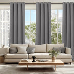 Blackout Curtains for Bedroom 52 x 102 Inch Long Light Grey 2 Panel | Thermal - Image 6