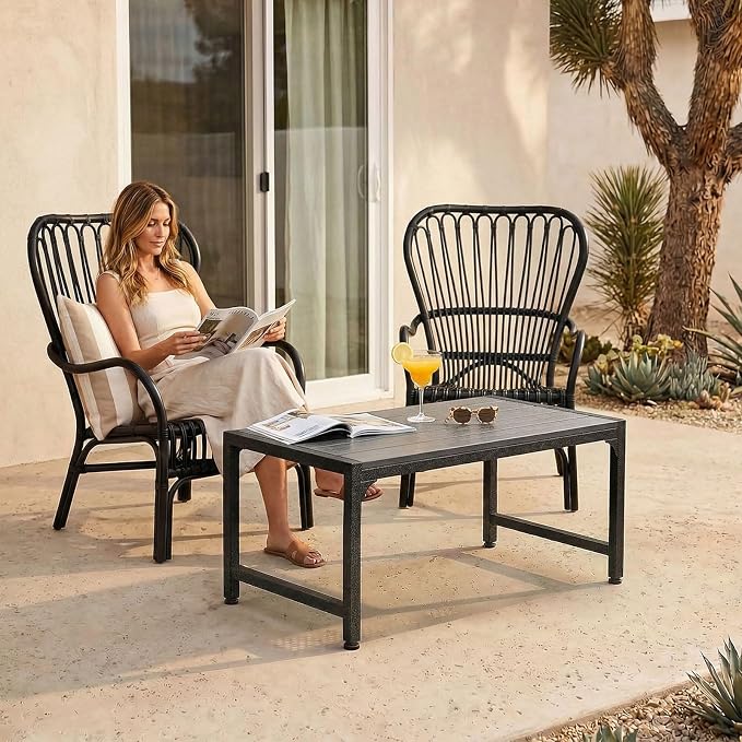 ODK Outdoor Coffee Table, Rectangle Weather-Resistant Patio Coffee Table - Image 9