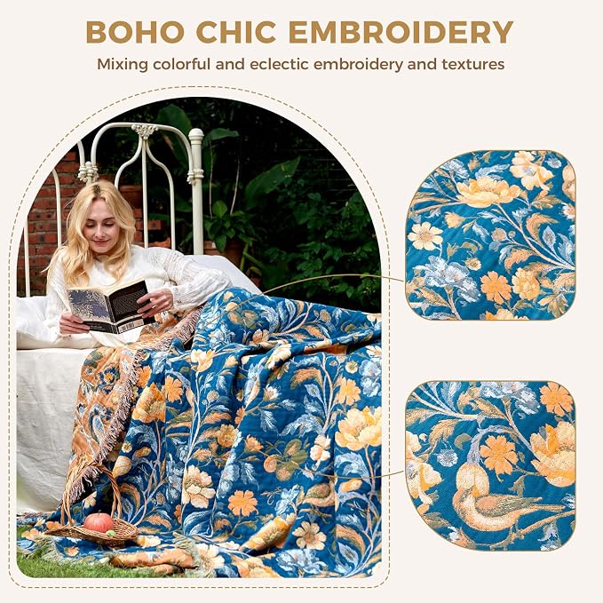LUTBM Boho Throw Blanket for Couch Sofa Chair Cotton Summer Blankets for - Image 4