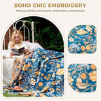 LUTBM Boho Throw Blanket for Bed Cotton Summer Blankets Twin Size for Bedroom - Image 4