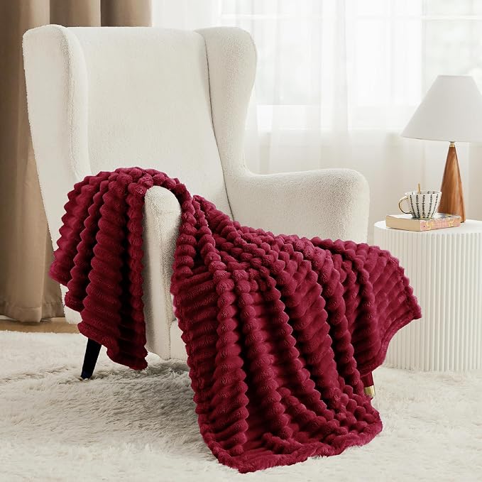 Bedsure Soft Throw Blanket for Couch Decor Gifts Deep Red 50"x60" | Birthday - Image 3