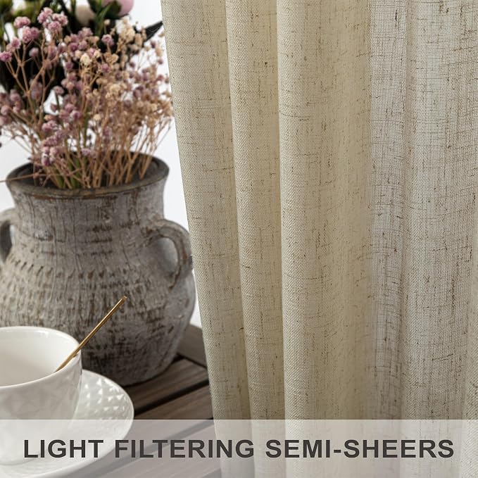 Pitalk Back Tab Linen Curtains 108 Inches Long - Image 4