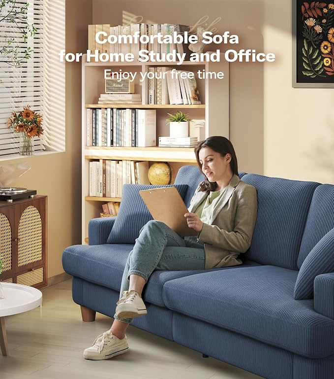 Kidirect 87in Corduroy Couch, Sofa No Tool Assembly, Comfy Couches - Image 9
