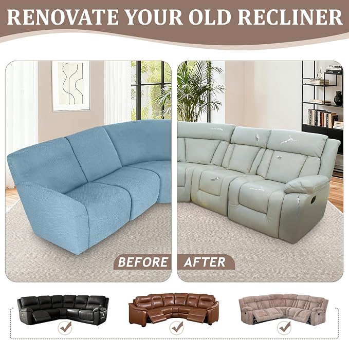 ALIECOM 100% Waterproof Recliner Sectional Couch Covers L Shape Stretch Corner - Image 7