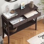 ChooChoo Console Table with Drawers, Narrow Wood Accent Sofa Table Entryway - Image 3