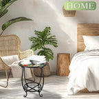Cinnvoice Outdoor Side Table Round Small Mosaic Patio Accent Indoor End Plant - Image 5