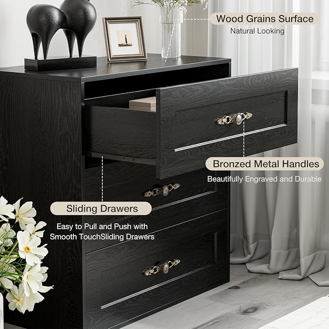 Wooden Dresser with 6 Large Drawers, Storage Cabinet Organizer Sideboard - Image 3