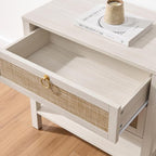 SICOTAS Boho Rattan Nightstand Set of 2, 26.7" Extra Wide Bedside Table - Image 8