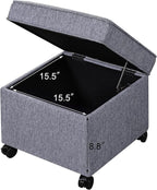 Adeco 17.5 Inch Square Storage Ottoman - Image 9