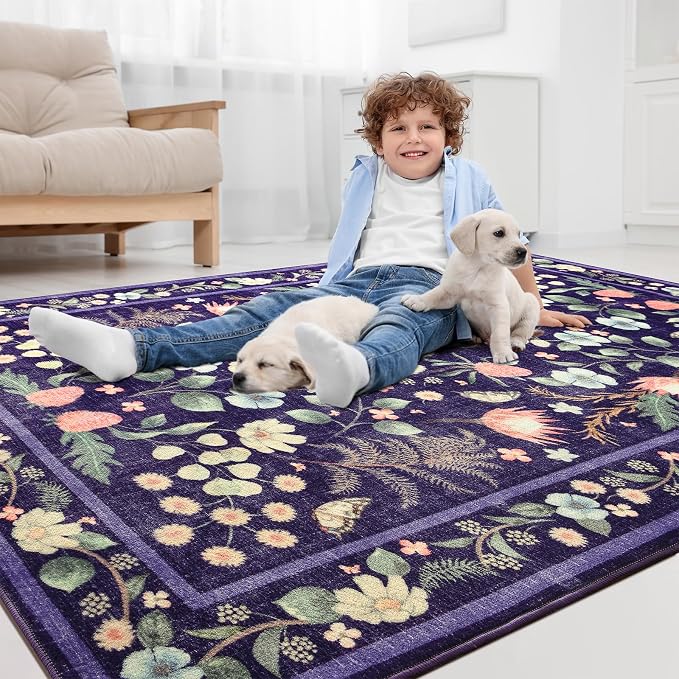 Area Rugs for Living Room, 6x9 Washable Vintage Rug for Bedroom, Non-Slip - Image 6